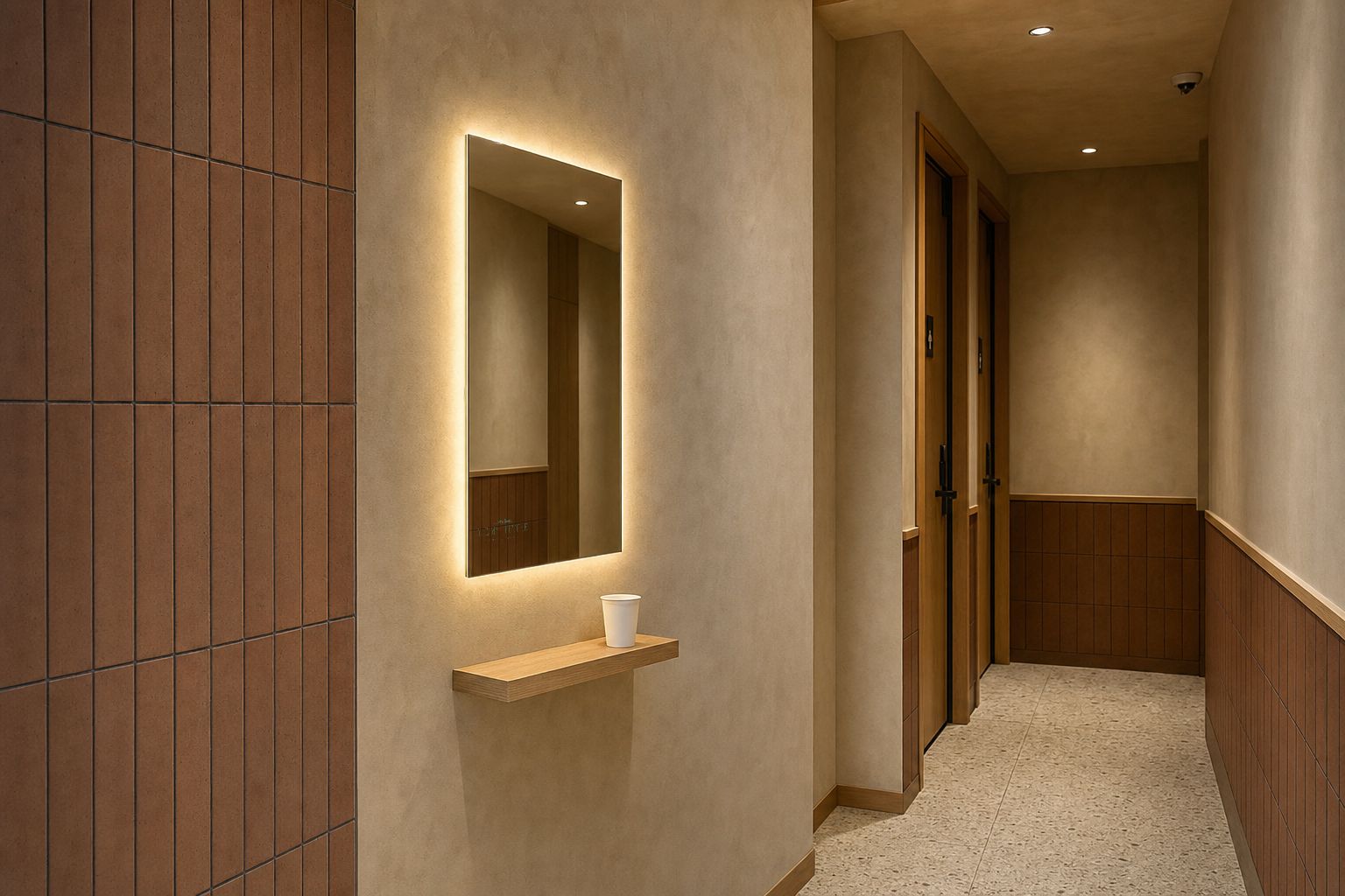 Option C at the back-hallway mirror